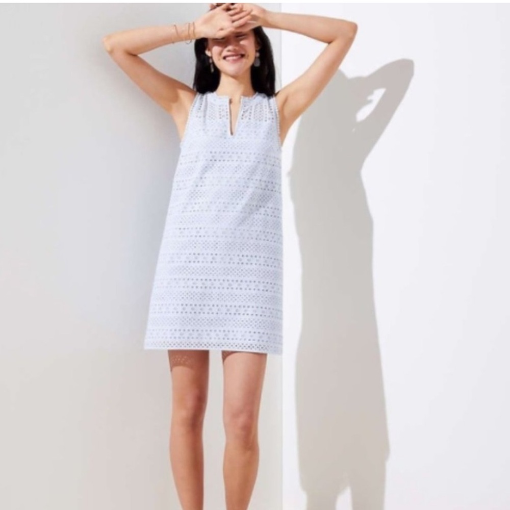 Loft powder blue Sleeveless Eyelet Dress